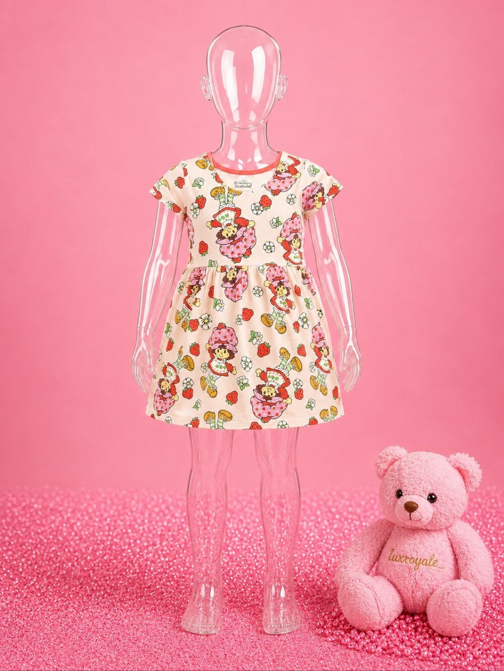 Strawberry Shortcake Pink Skater Dress Girls Size 2T NWT Character Print Toddler